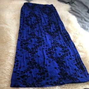 Blue with black velvet feel floral design